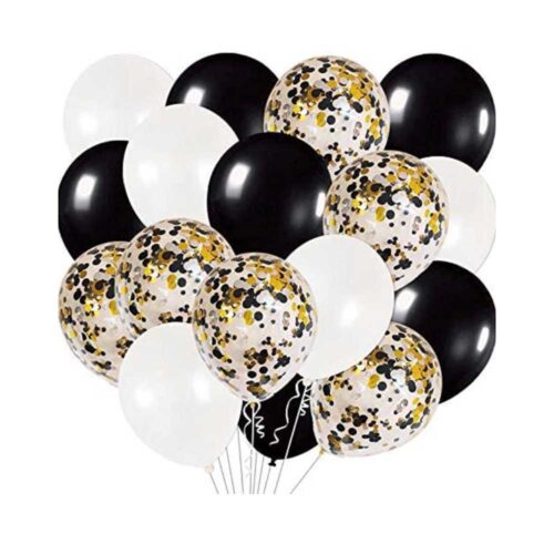Black, White and Golden Confetti set of 20 Balloon