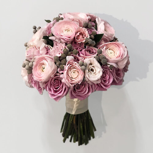 Pink Ranunculus and Rose Bouquet | Black Petals Flowers Dubai