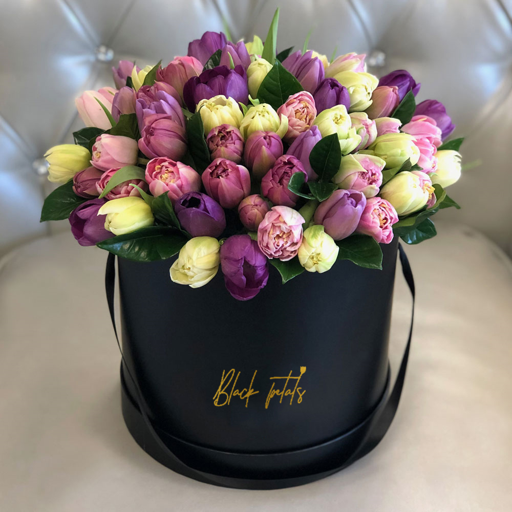 A Lot of Tulips In Black Box