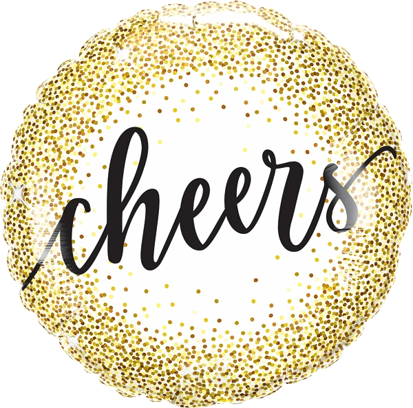 Cheers Gold Glitter Dots Balloon By Black Petals flower Shop Dubai