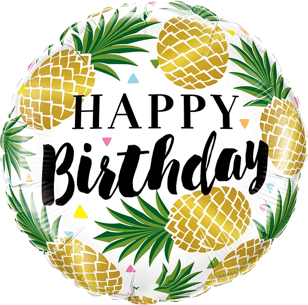 Birthday Golden Pineapple Balloon by Black Petals Flowers Shop Dubai