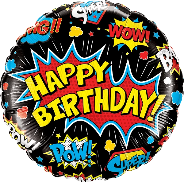 Birthday Super Hero Black Balloon - Top Flowers Shop Dubai