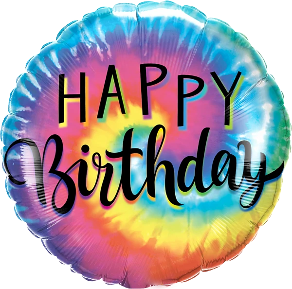 Birthday Tie Dye Swirls Balloon By Black Petals flower Shop Dubai