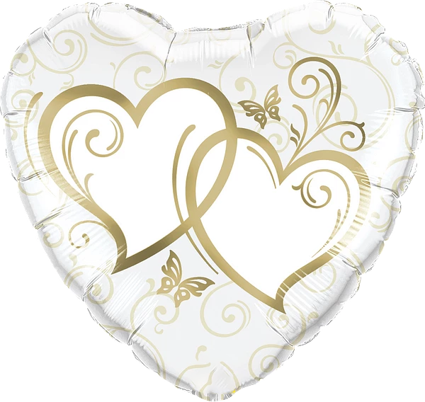 Entwined Hearts Gold Balloon By Black Petals Flower Shop Dubai