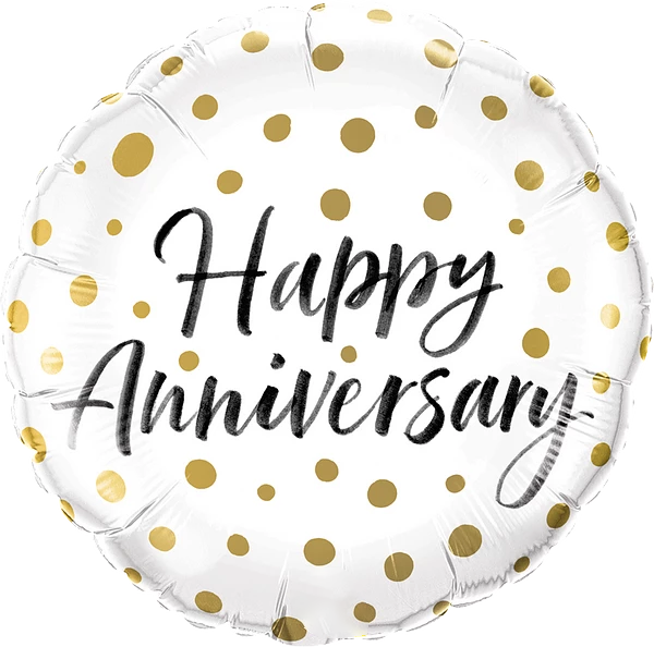 Happy Anniversary Gold Dots Balloon By Black Petals Flowers Shop Dubai