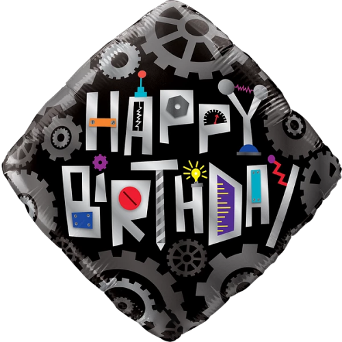 Birthday Robot Cogwheels Balloon