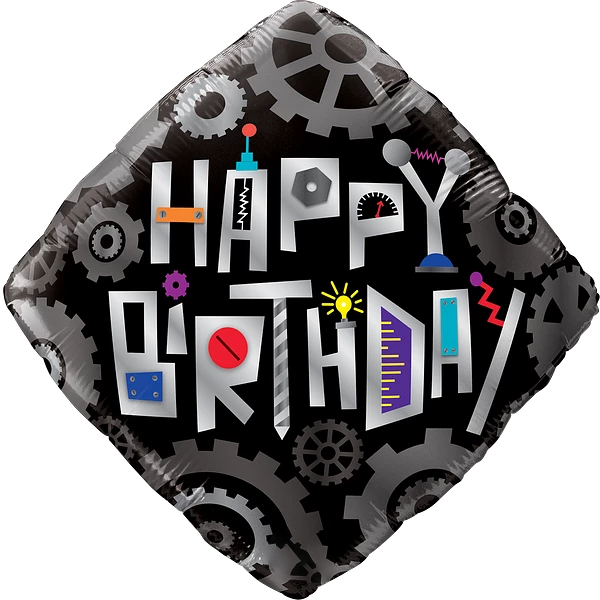 Birthday Robot Cogwheels Balloon