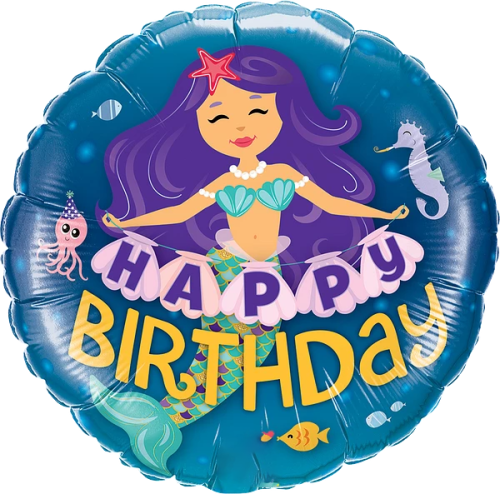 Happy Birthday Mermaid Balloon By Black Petals Flowers Shop Dubai