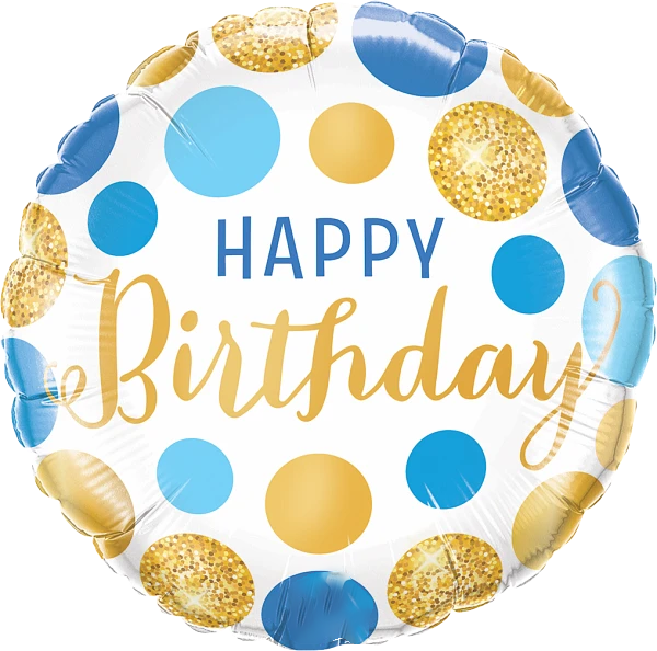 Birthday Blue & Gold Dots - Black Petals Flowers Shop