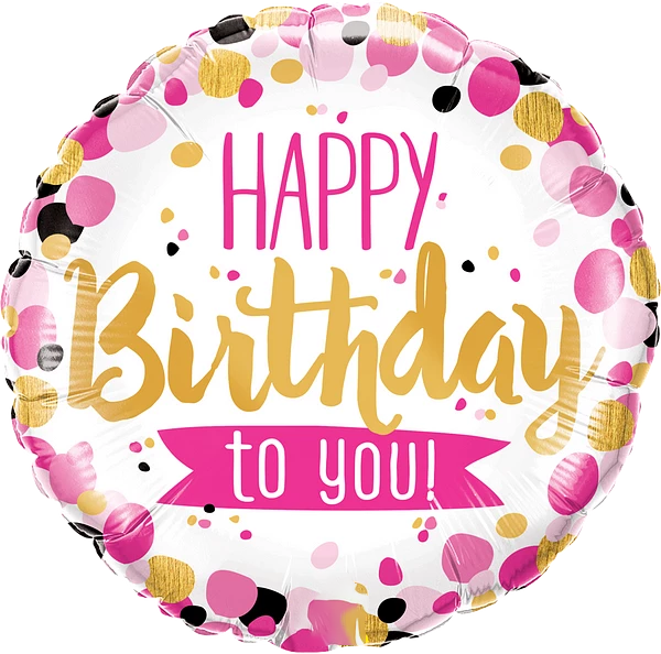 Happy Birthday to You Pink and Gold Balloon By Black Petals Flowers Shop Dubai