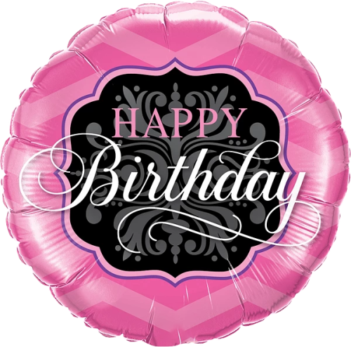 Birthday Pink and Black Balloon By Black Petals flower Shop Dubai