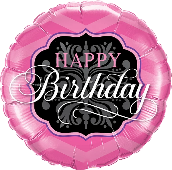 Birthday Pink and Black Balloon By Black Petals flower Shop Dubai