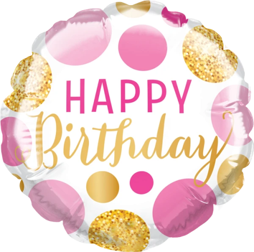 Birthday Pink and Gold Dots Balloon