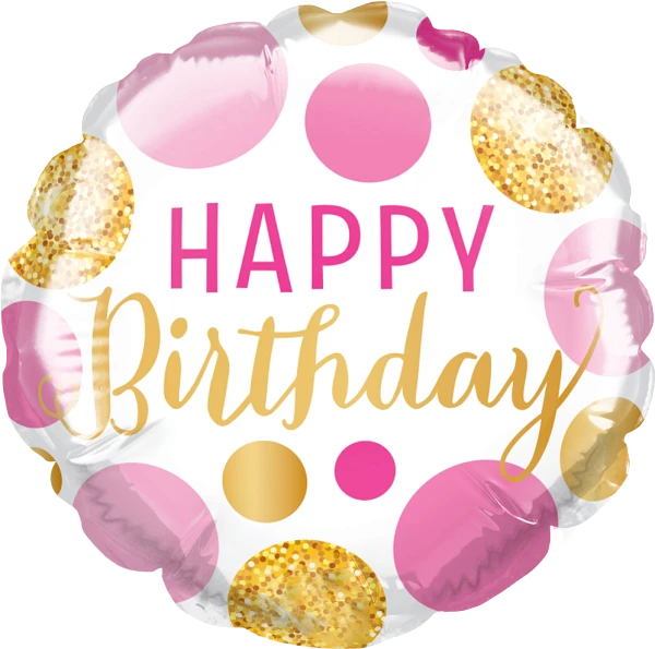 Birthday Pink and Gold Dots Balloon