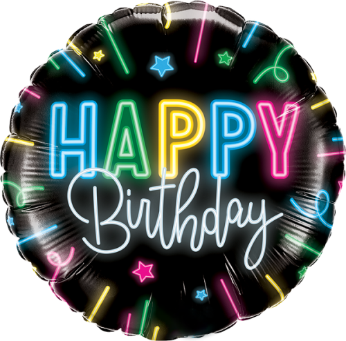 Happy Birthday Neon Glow Balloon By Black Petals Flowers Shop Dubai